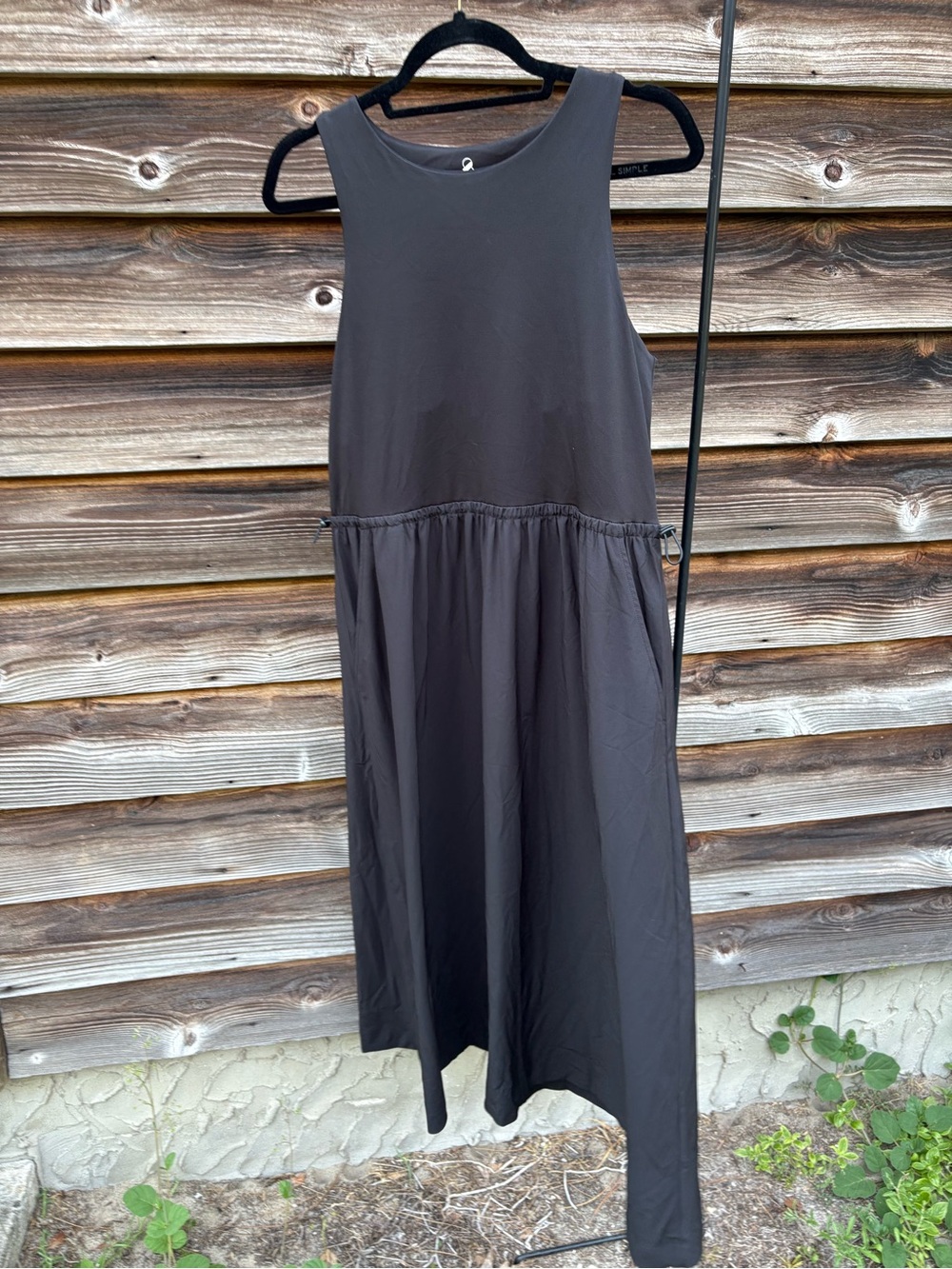 LOFT Black Asymmetrical Sleeveless Midi Dress